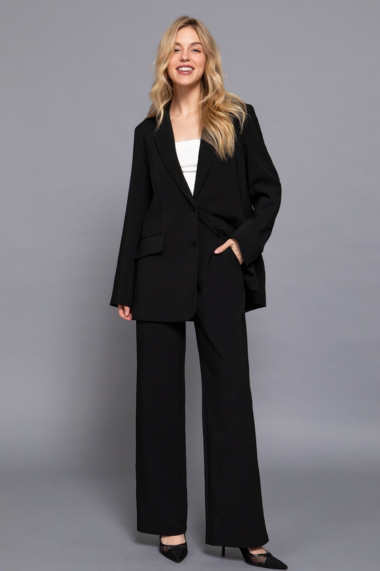 Back Elastic Straight Pants