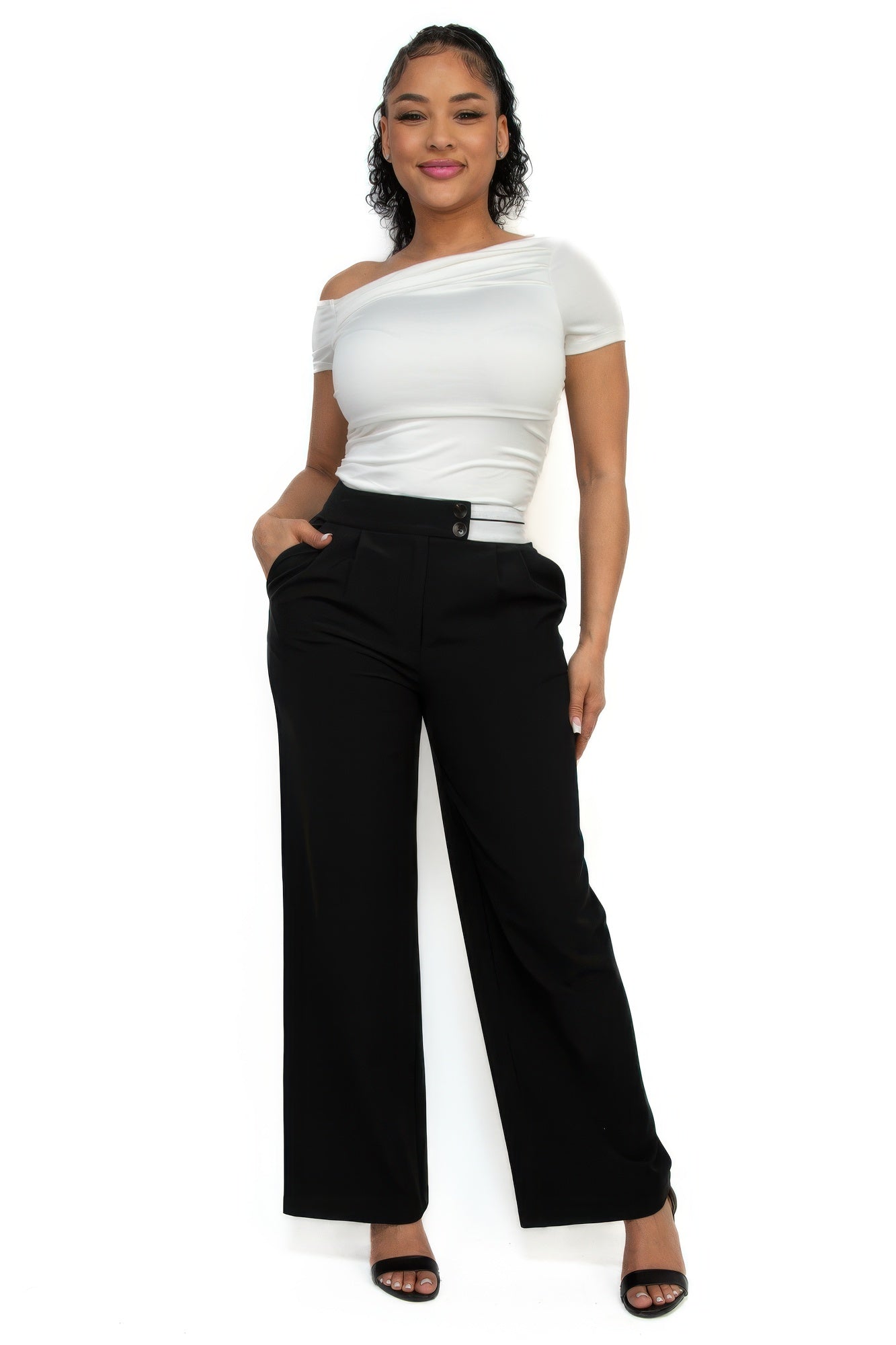 High-Rise Wide Waist Pants