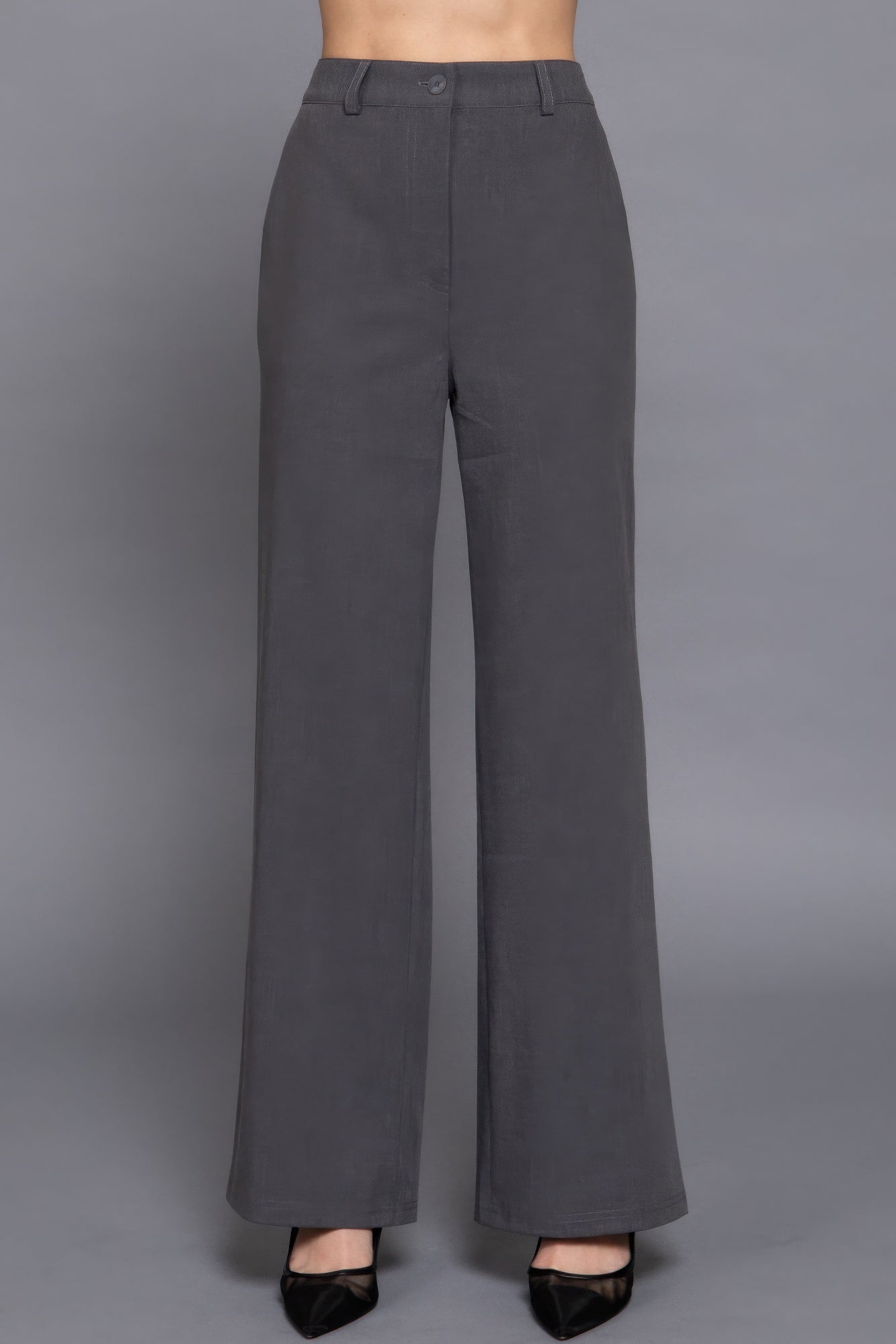 Back elastic straight pants