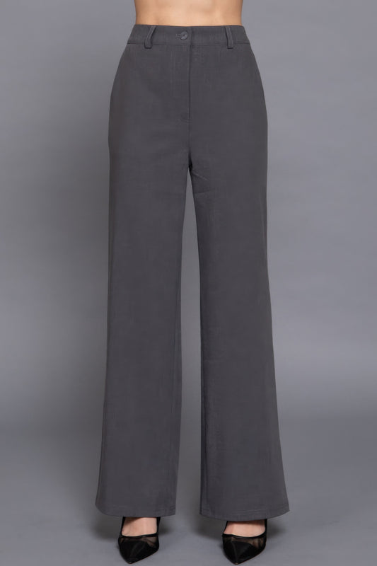 Back elastic straight pants