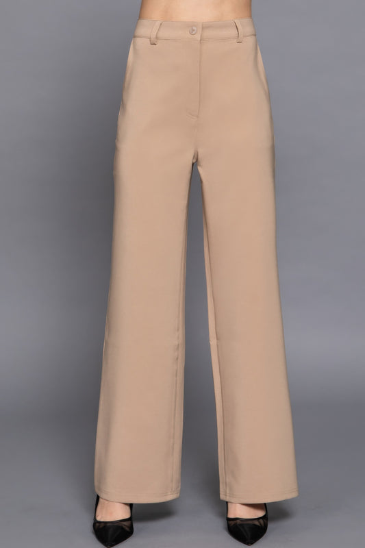 Back elastic straight pants