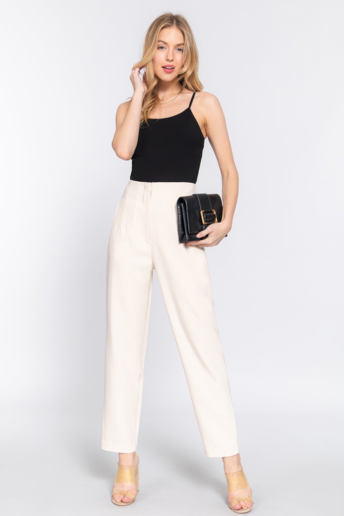 High Waist Pintuck Pants