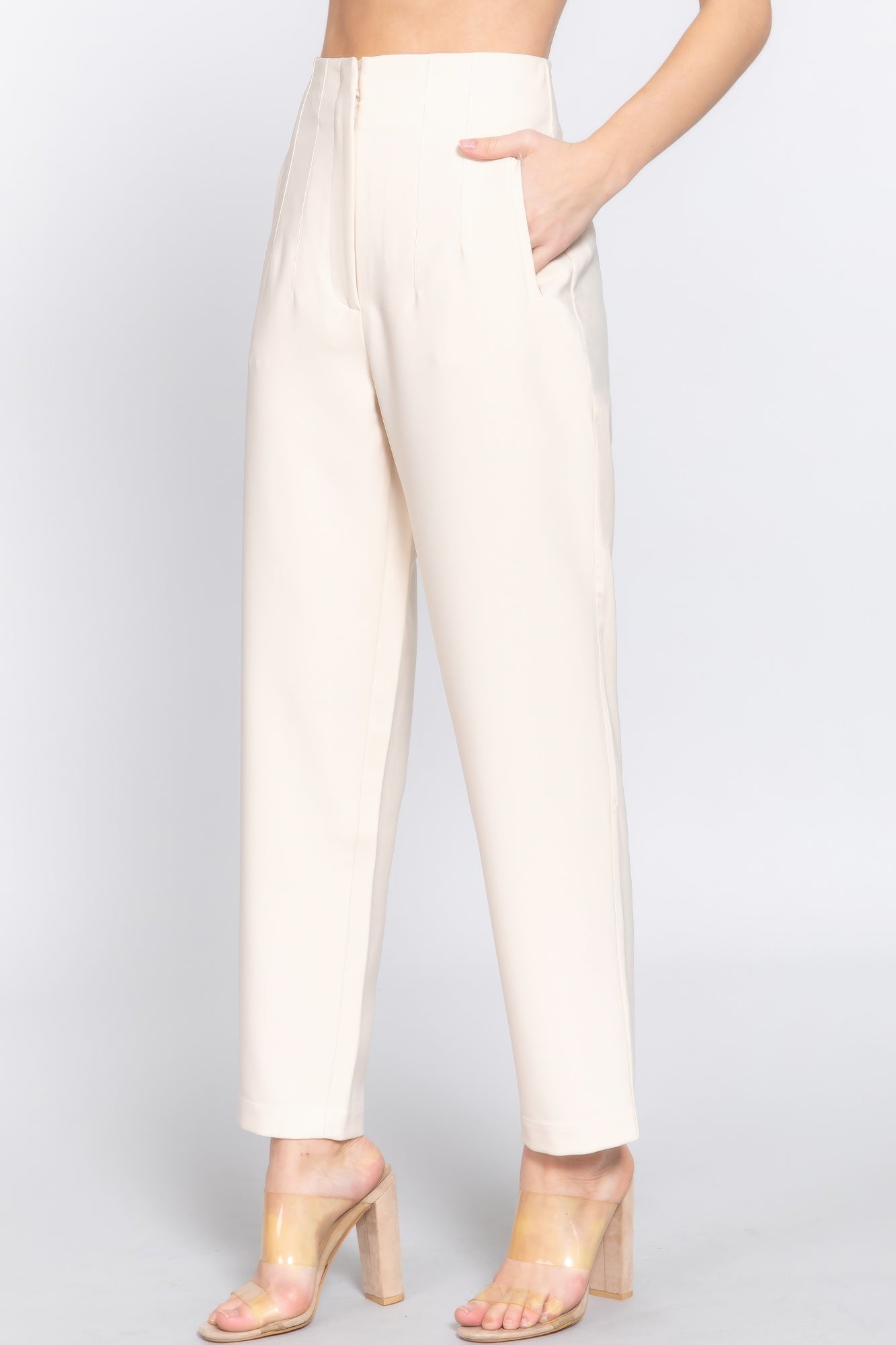 High Waist Pintuck Pants