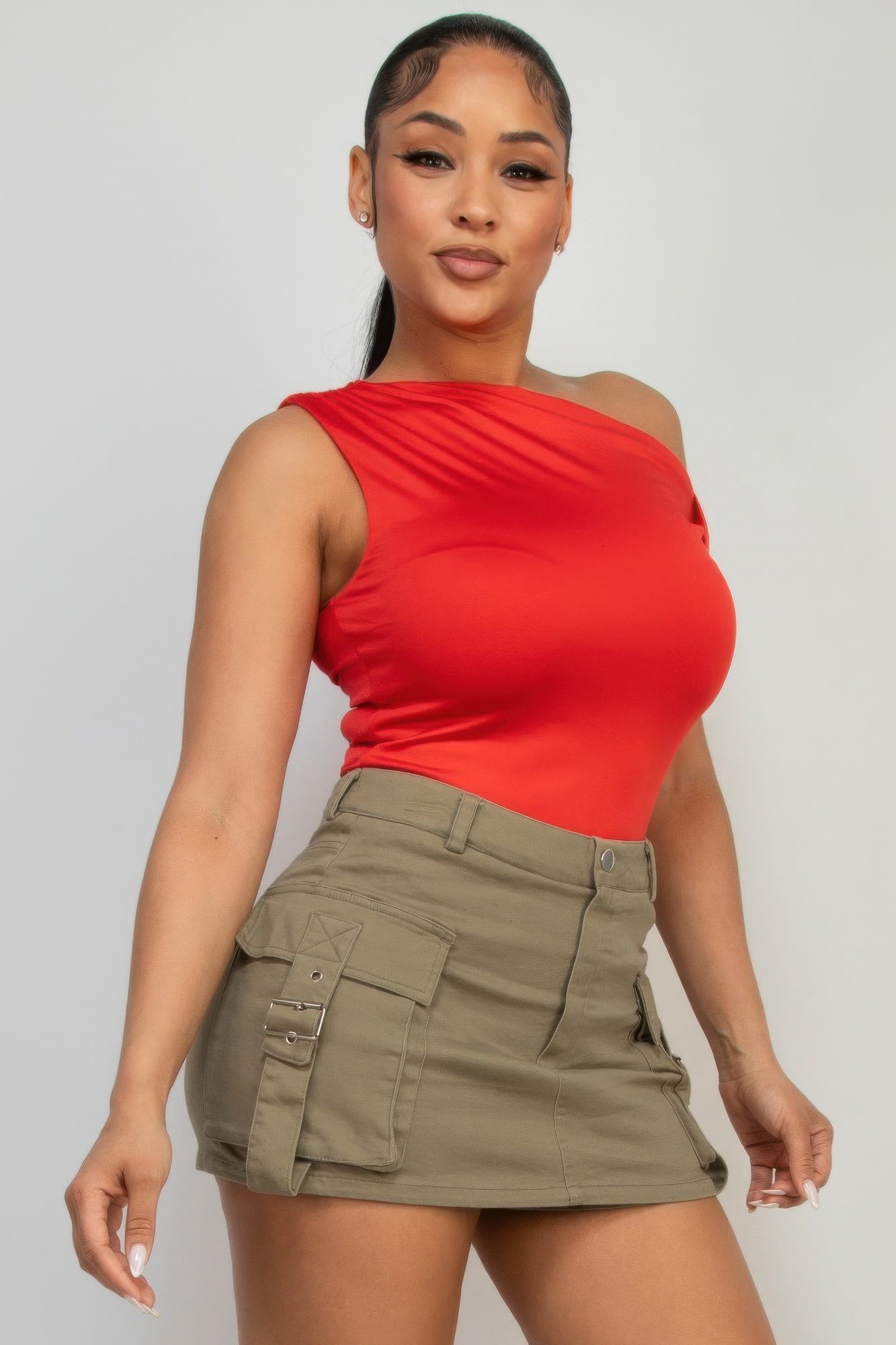 Twisted One-Shoulder Silky Top