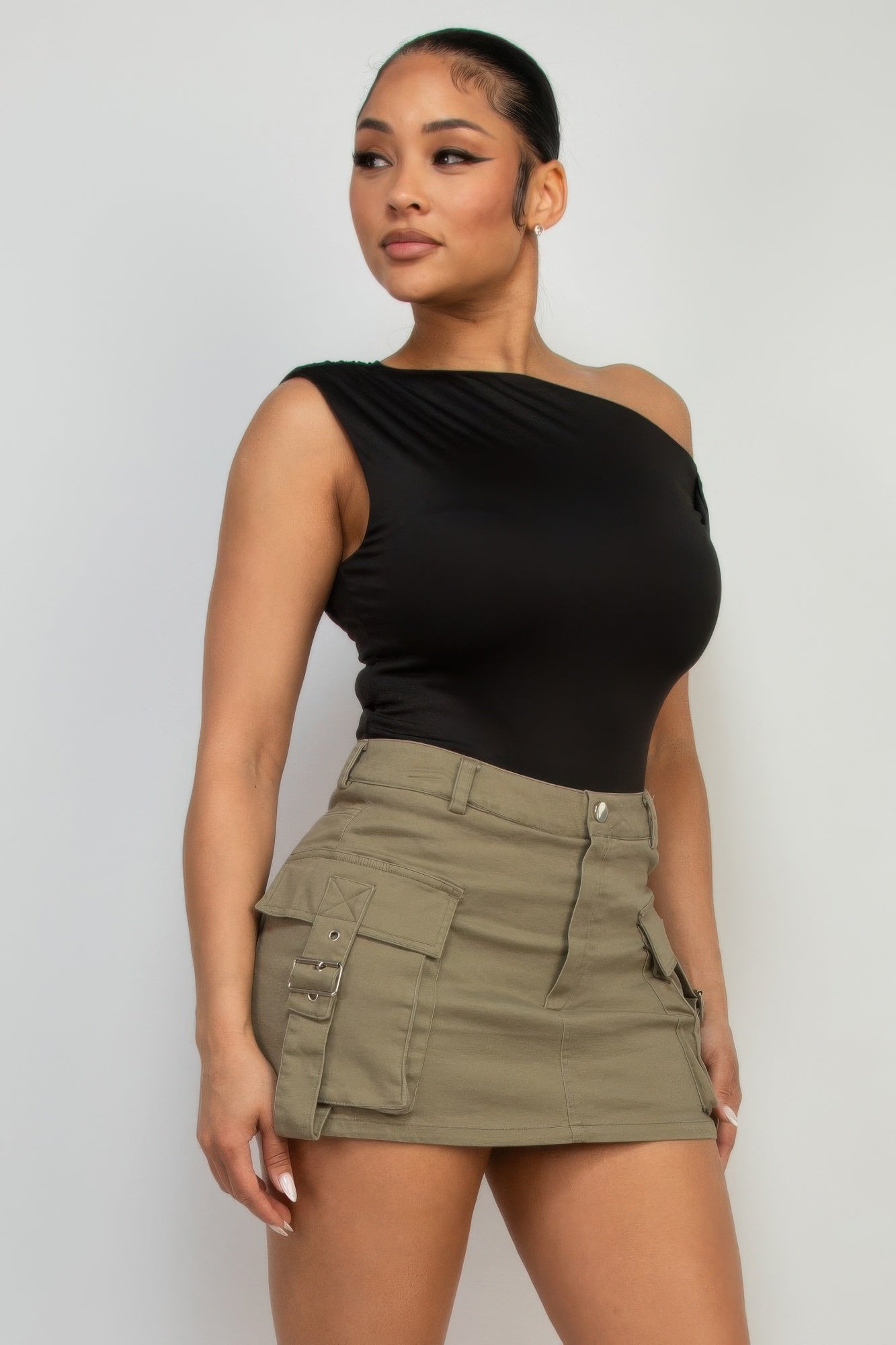 Twisted One-Shoulder Silky Top