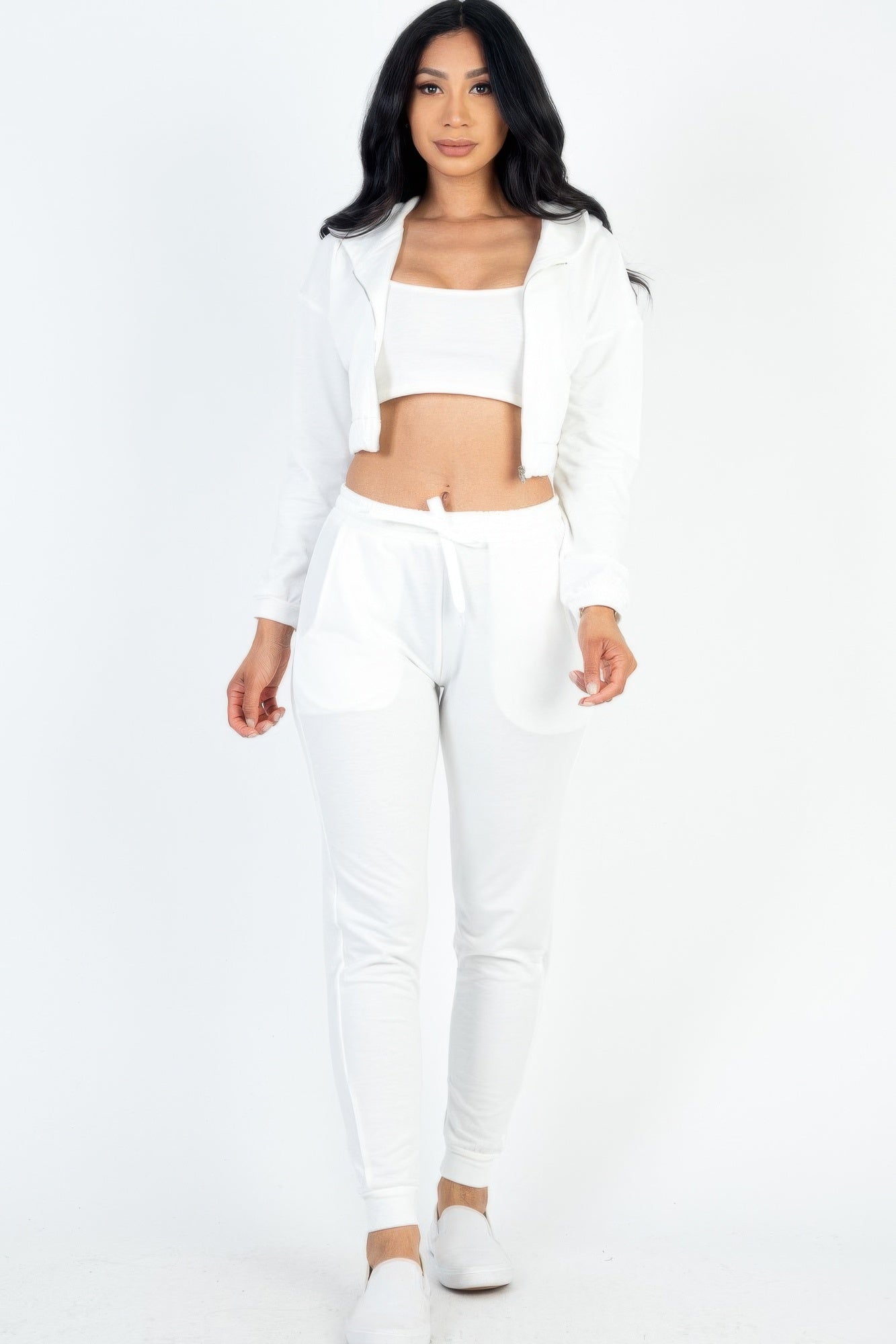 Cropped Cami, Zip Jacket & Joggers Set