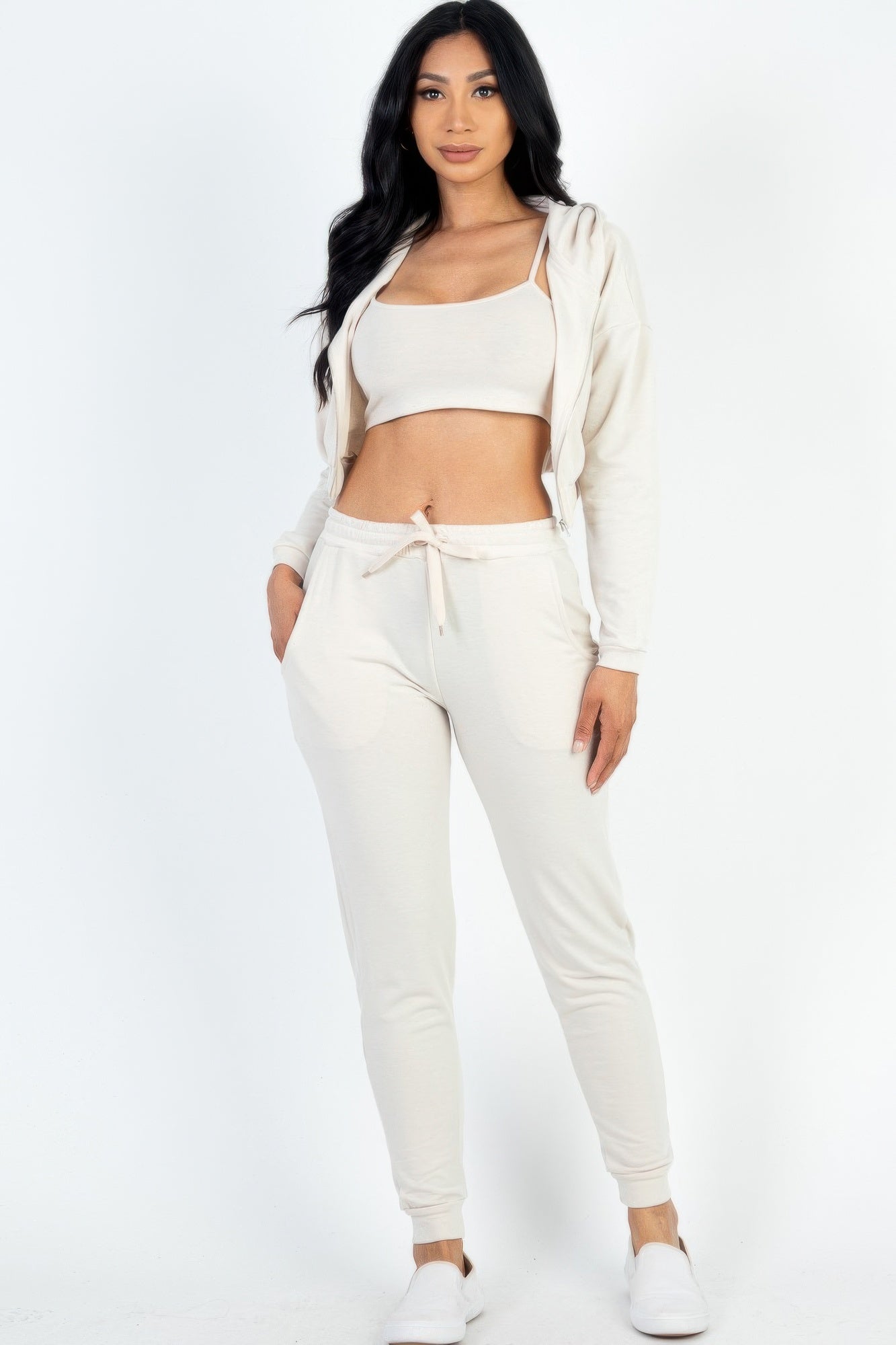 Cropped Cami, Zip Jacket & Joggers Set