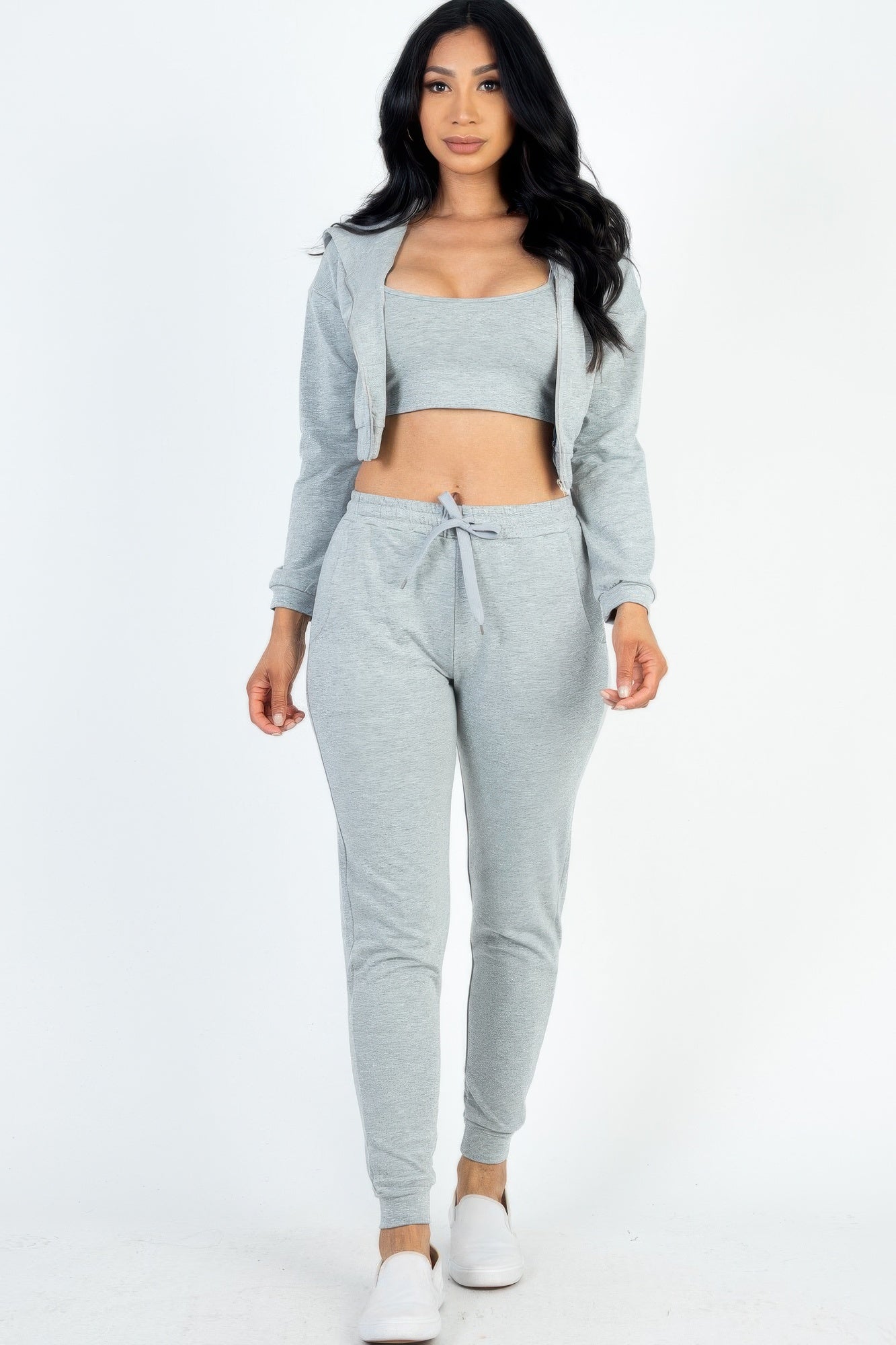 Cropped Cami, Zip Jacket & Joggers Set