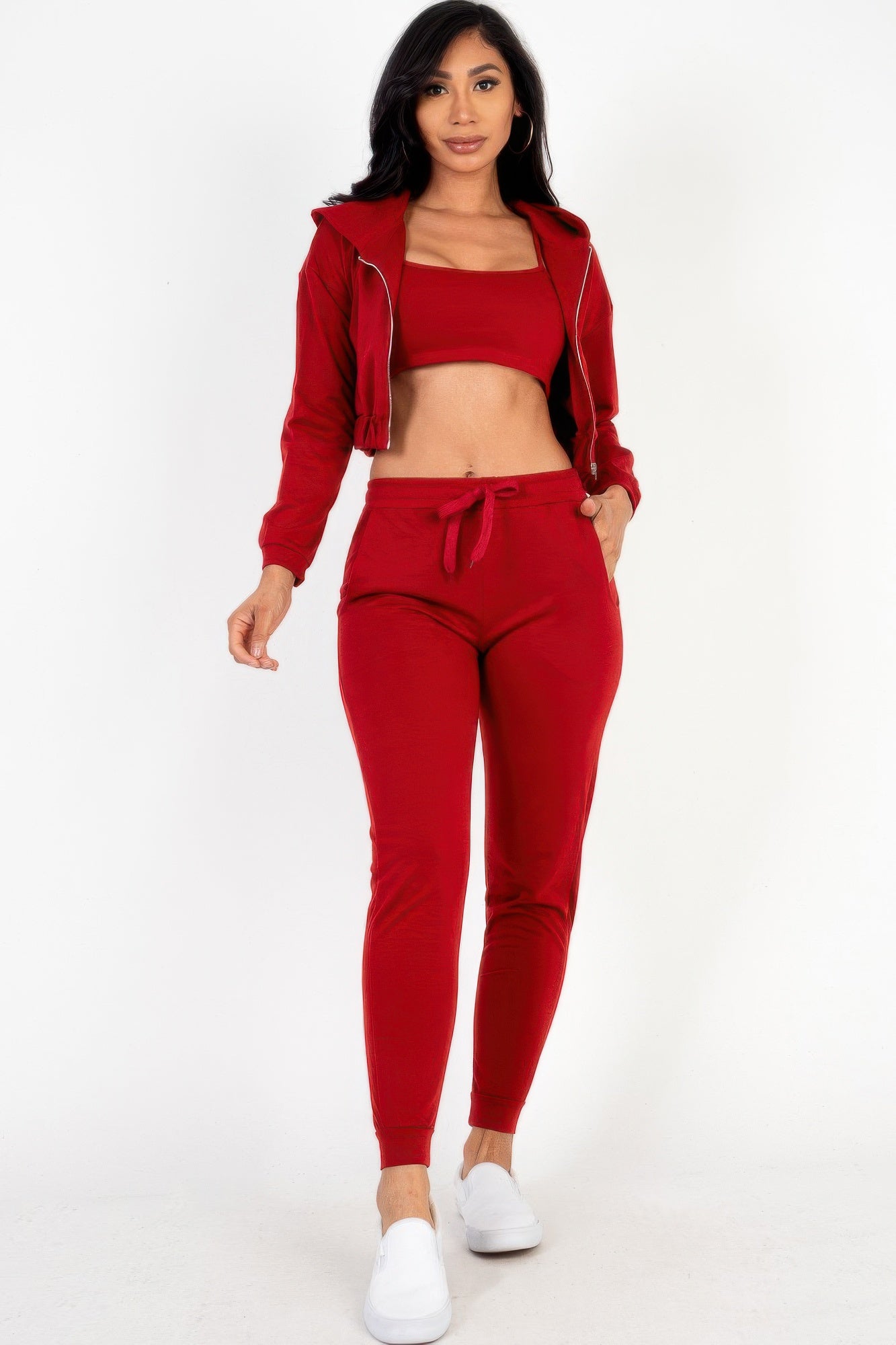 Cropped Cami, Zip Jacket & Joggers Set