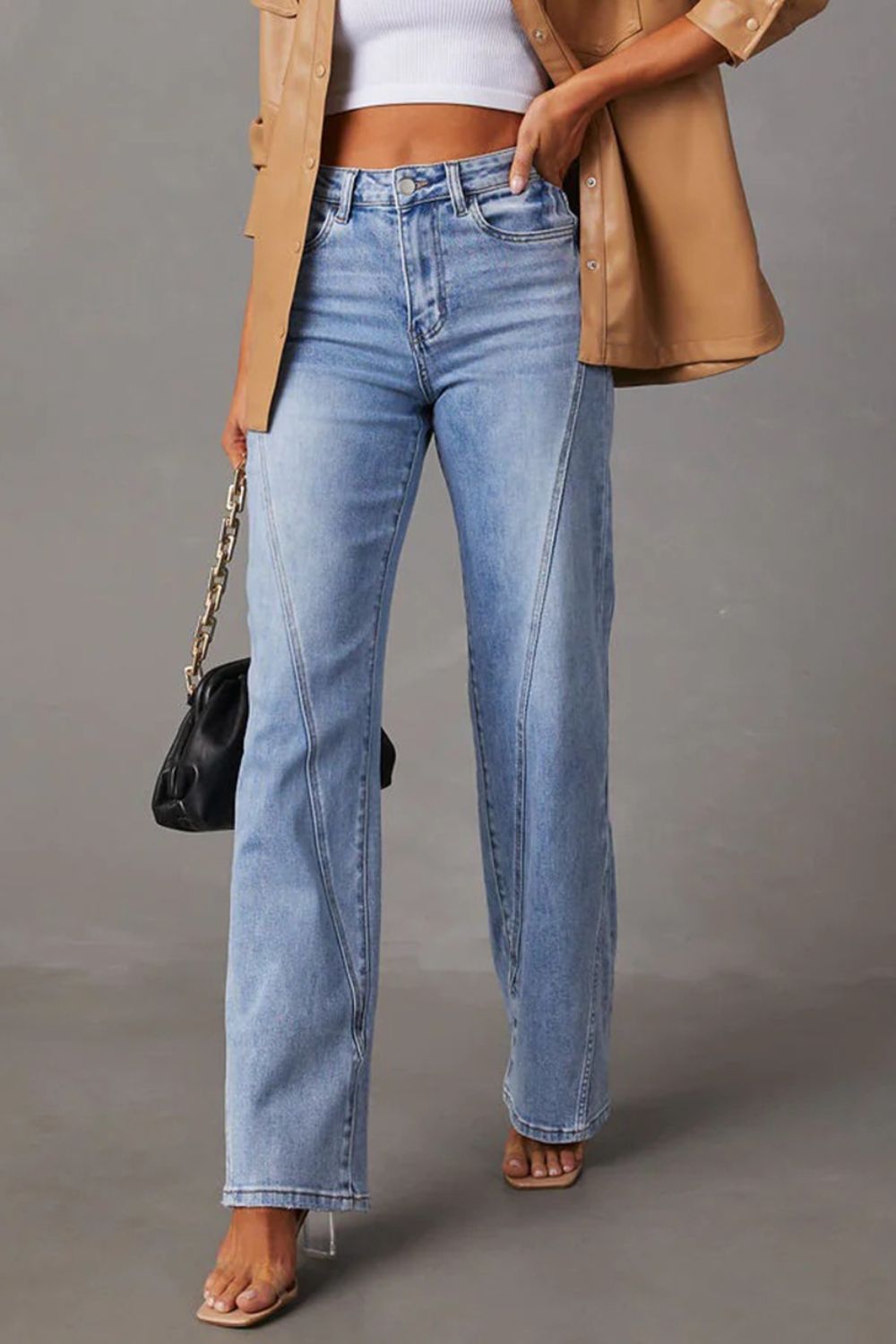 High Waist Straight-Leg Jeans